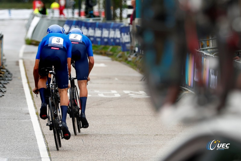 2023 UEC Road European Championships - Drenthe - Junior Mixed Team Relay - Emmen - Emmen 38, km - 21/09/2023 - Andrea Bessega - Andrea Montagner - Luca Giami (ITA) - photo Luca Bettini/SprintCyclingAgency?2023